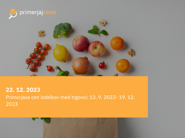 Primerjava cen izdelkov med trgovci: 13. 9. 2022- 19. 12. 2023